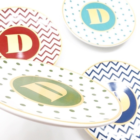 Target Monogram Letter D decorative appetizer plates - set of 4 - Picture 1 of 4